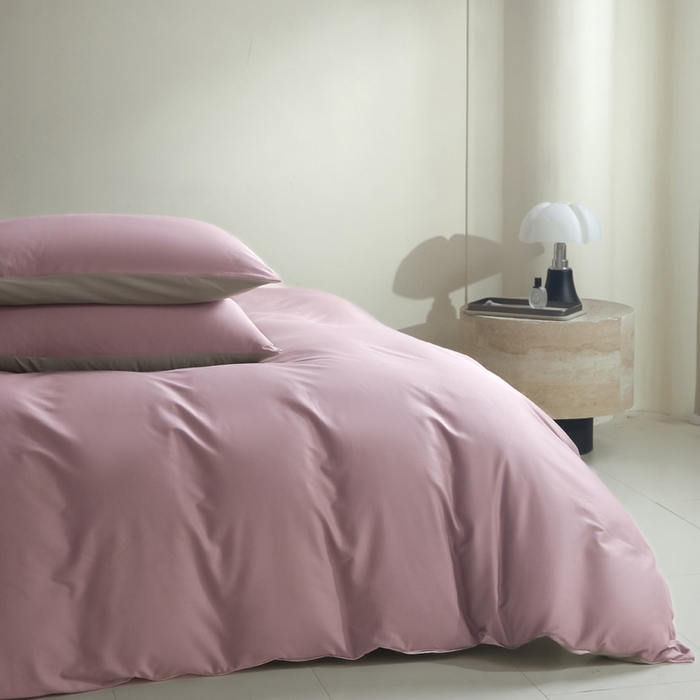 91家纺网 家纺一手货源 找家纺 麦田家纺 2025新款A类全棉13372纯色四件套 浅灰咖芋紫