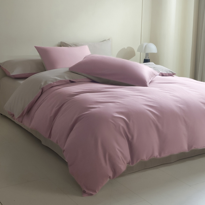 91家纺网 家纺一手货源 找家纺 麦田家纺 2025新款A类全棉13372纯色四件套 浅灰咖芋紫