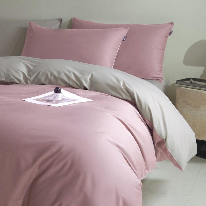 91家纺网 家纺一手货源 找家纺 麦田家纺 2025新款A类全棉13372纯色四件套 浅灰咖芋紫