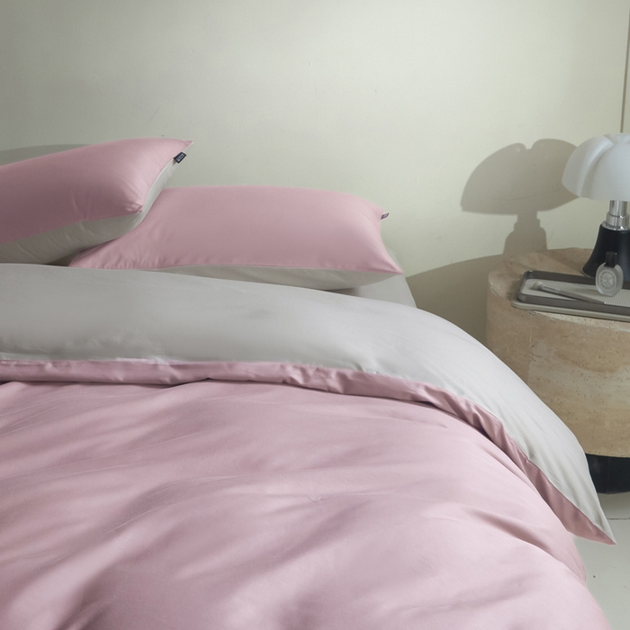 91家纺网 家纺一手货源 找家纺 麦田家纺 2025新款A类全棉13372纯色四件套 浅灰咖芋紫