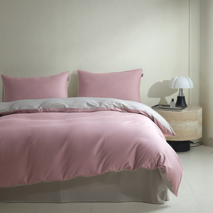 91家纺网 家纺一手货源 找家纺 麦田家纺 2025新款A类全棉13372纯色四件套 浅灰咖芋紫