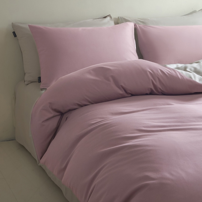 91家纺网 家纺一手货源 找家纺 麦田家纺 2025新款A类全棉13372纯色四件套 浅灰咖芋紫