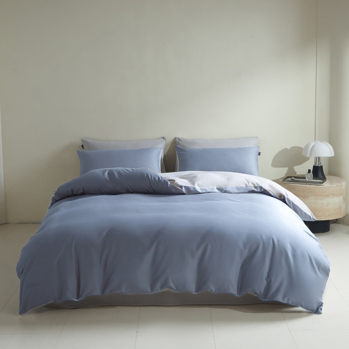 麦田家纺 2025新款A类全棉13372纯色四件套 深灰罗尼蓝
