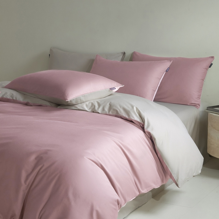 91家纺网 家纺一手货源 找家纺 麦田家纺 2025新款A类全棉13372纯色四件套 浅灰咖芋紫