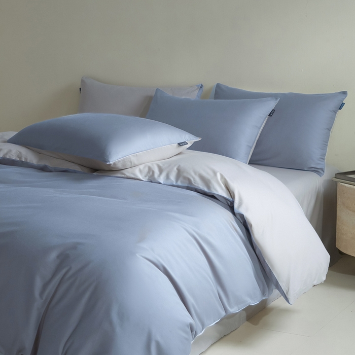 91家纺网 家纺一手货源 找家纺 麦田家纺 2025新款A类全棉13372纯色四件套 深灰罗尼蓝