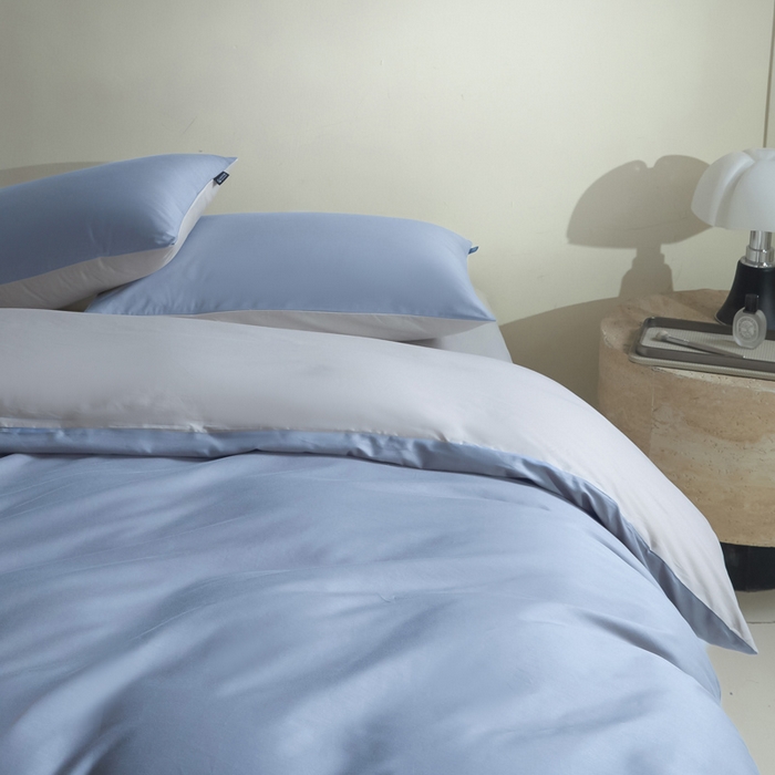 91家纺网 家纺一手货源 找家纺 麦田家纺 2025新款A类全棉13372纯色四件套 深灰罗尼蓝