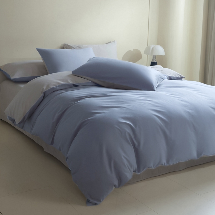 91家纺网 家纺一手货源 找家纺 麦田家纺 2025新款A类全棉13372纯色四件套 深灰罗尼蓝