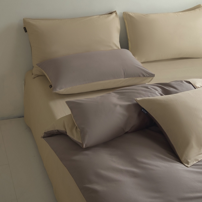 91家纺网 家纺一手货源 找家纺 麦田家纺 2025新款A类全棉13372纯色四件套 香槟棕深咖