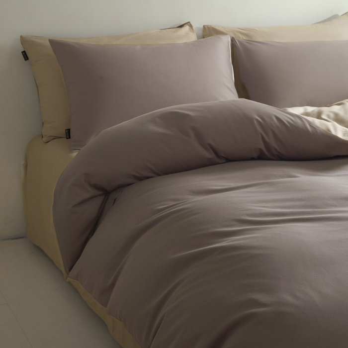 91家纺网 家纺一手货源 找家纺 麦田家纺 2025新款A类全棉13372纯色四件套 香槟棕深咖