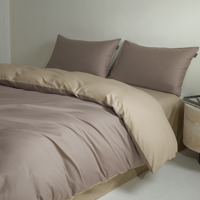 91家纺网 家纺一手货源 找家纺 麦田家纺 2025新款A类全棉13372纯色四件套 香槟棕深咖