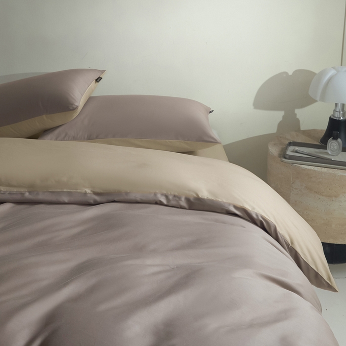 91家纺网 家纺一手货源 找家纺 麦田家纺 2025新款A类全棉13372纯色四件套 香槟棕深咖