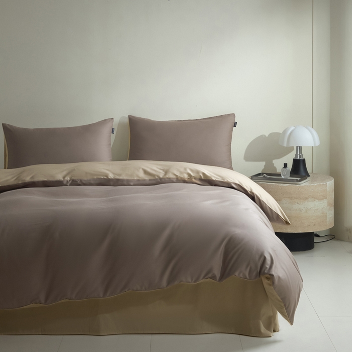 91家纺网 家纺一手货源 找家纺 麦田家纺 2025新款A类全棉13372纯色四件套 香槟棕深咖