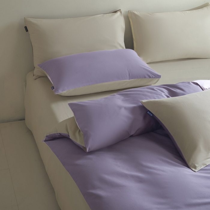 91家纺网 家纺一手货源 找家纺 麦田家纺 2025新款A类全棉13372纯色四件套 奶昔白芋泥紫