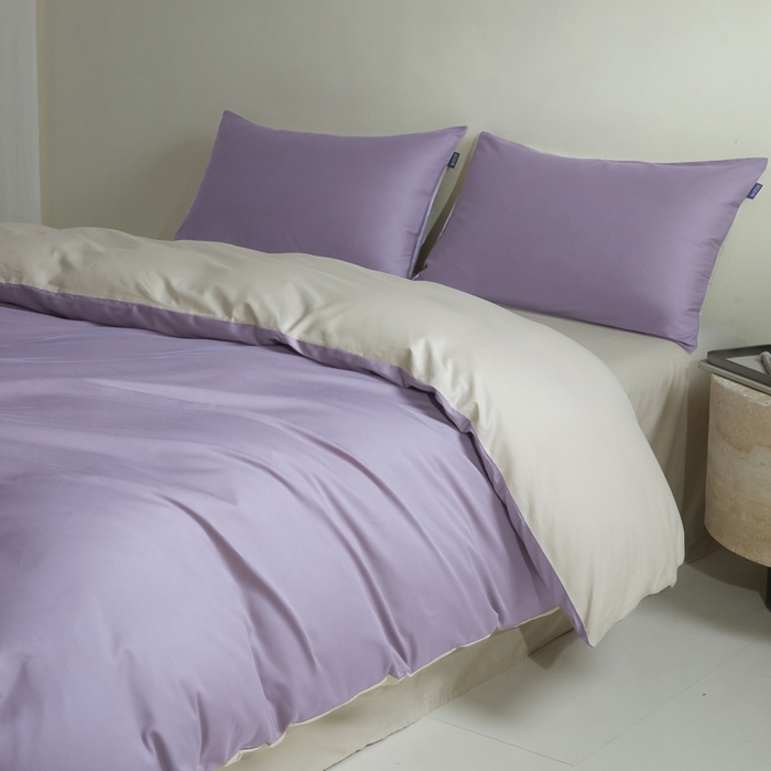 91家纺网 家纺一手货源 找家纺 麦田家纺 2025新款A类全棉13372纯色四件套 奶昔白芋泥紫