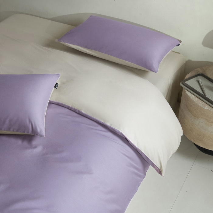 91家纺网 家纺一手货源 找家纺 麦田家纺 2025新款A类全棉13372纯色四件套 奶昔白芋泥紫