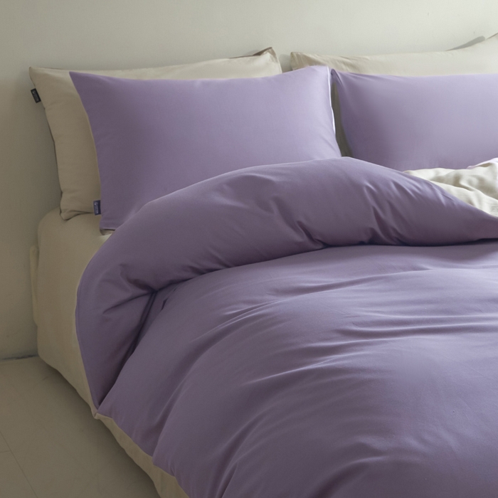 91家纺网 家纺一手货源 找家纺 麦田家纺 2025新款A类全棉13372纯色四件套 奶昔白芋泥紫