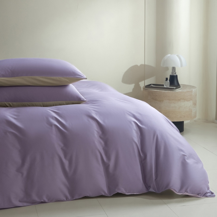 91家纺网 家纺一手货源 找家纺 麦田家纺 2025新款A类全棉13372纯色四件套 奶昔白芋泥紫