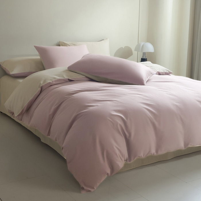 91家纺网 家纺一手货源 找家纺 麦田家纺 2025新款A类全棉13372纯色四件套 裸粉奶昔白