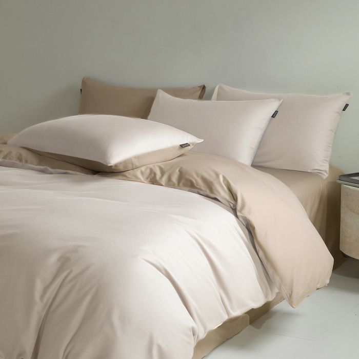 91家纺网 家纺一手货源 找家纺 麦田家纺 2025新款A类全棉13372纯色四件套 浅米卡其棕