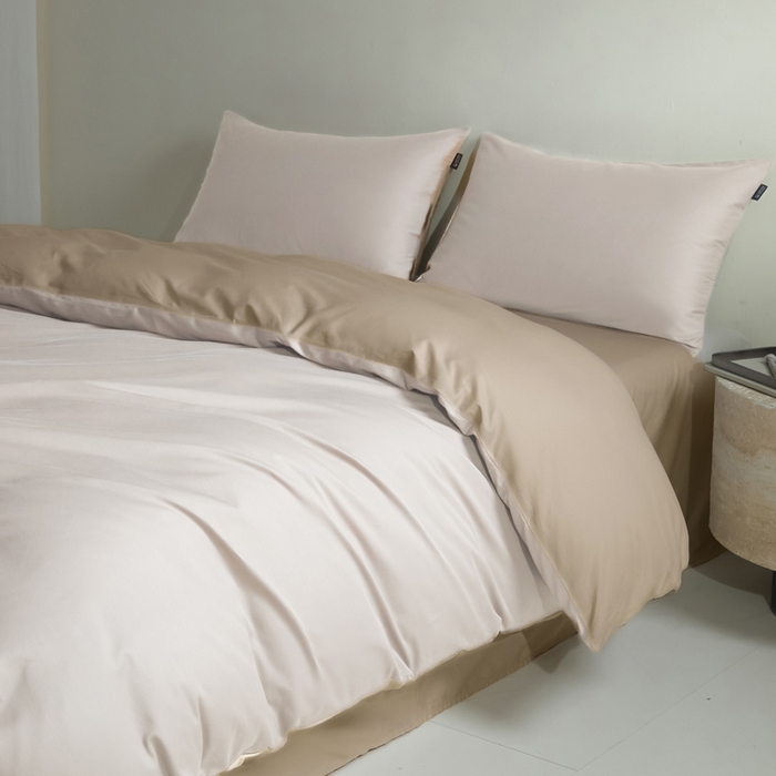 91家纺网 家纺一手货源 找家纺 麦田家纺 2025新款A类全棉13372纯色四件套 浅米卡其棕