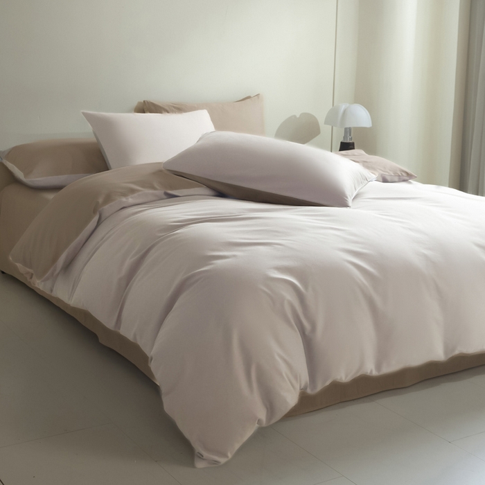 91家纺网 家纺一手货源 找家纺 麦田家纺 2025新款A类全棉13372纯色四件套 浅米卡其棕