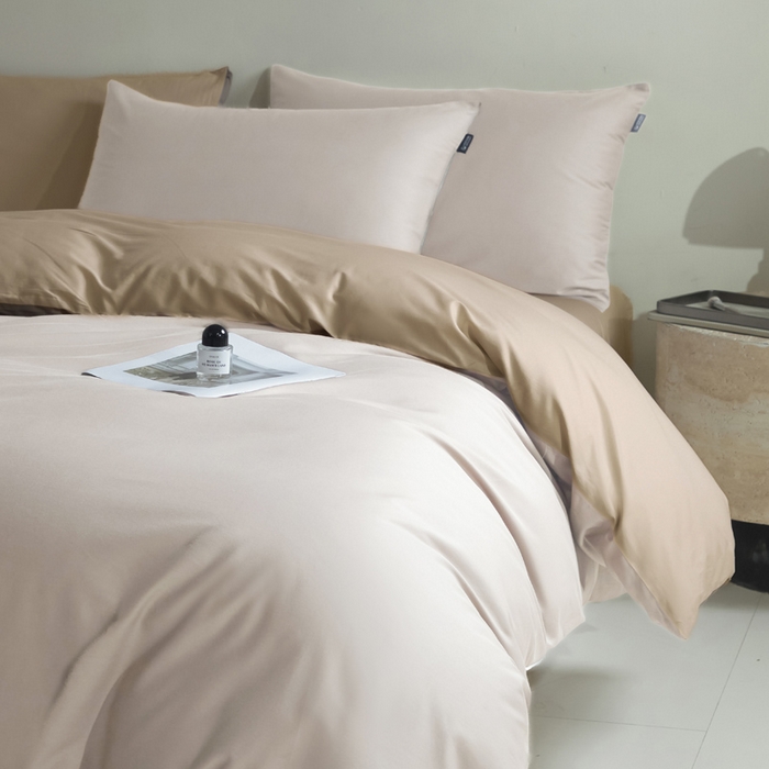 91家纺网 家纺一手货源 找家纺 麦田家纺 2025新款A类全棉13372纯色四件套 浅米卡其棕