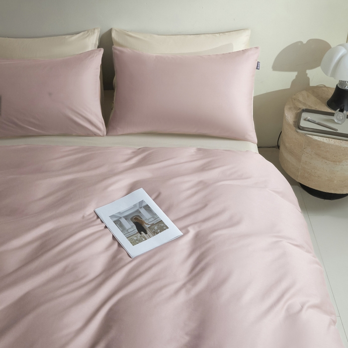 91家纺网 家纺一手货源 找家纺 麦田家纺 2025新款A类全棉13372纯色四件套 裸粉奶昔白