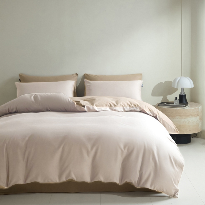 91家纺网 家纺一手货源 找家纺 麦田家纺 2025新款A类全棉13372纯色四件套 浅米卡其棕