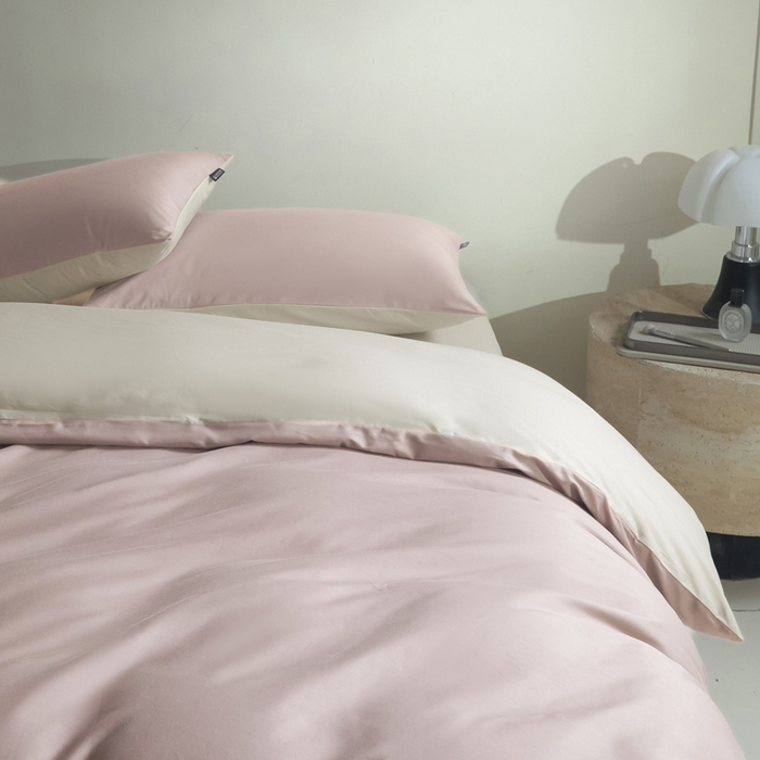 91家纺网 家纺一手货源 找家纺 麦田家纺 2025新款A类全棉13372纯色四件套 裸粉奶昔白