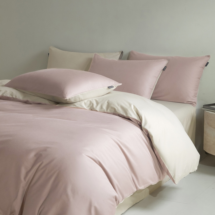 91家纺网 家纺一手货源 找家纺 麦田家纺 2025新款A类全棉13372纯色四件套 裸粉奶昔白