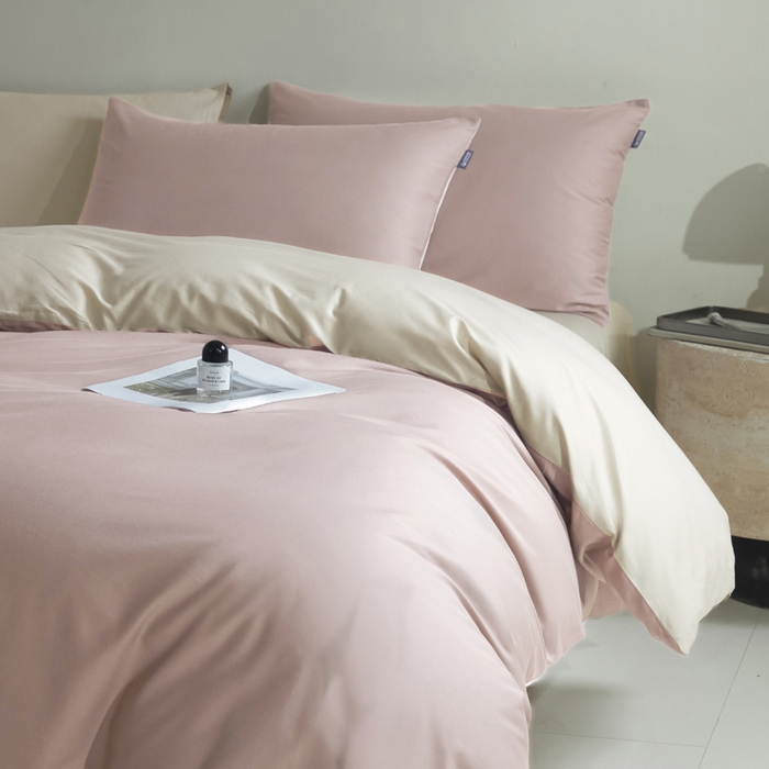 91家纺网 家纺一手货源 找家纺 麦田家纺 2025新款A类全棉13372纯色四件套 裸粉奶昔白