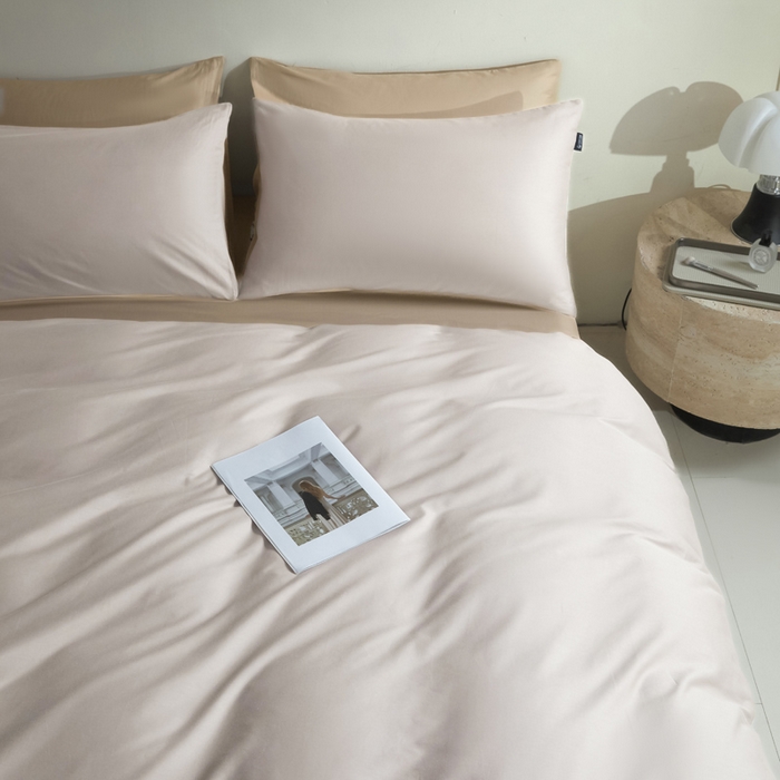 91家纺网 家纺一手货源 找家纺 麦田家纺 2025新款A类全棉13372纯色四件套 浅米卡其棕