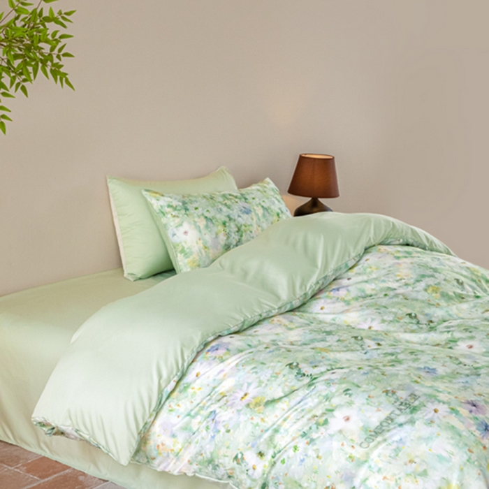 91家纺网 家纺一手货源 找家纺 麦田家纺 2025新款A类冰丝天丝玉锦缎印花四件套 千与千寻-绿