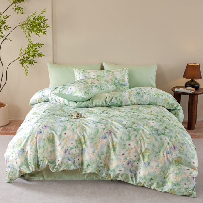 91家纺网 家纺一手货源 找家纺 （总）麦田家纺 2025新款A类冰丝天丝玉锦缎印花四件套