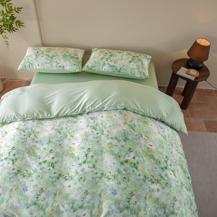 91家纺网 家纺一手货源 找家纺 麦田家纺 2025新款A类冰丝天丝玉锦缎印花四件套 千与千寻-绿