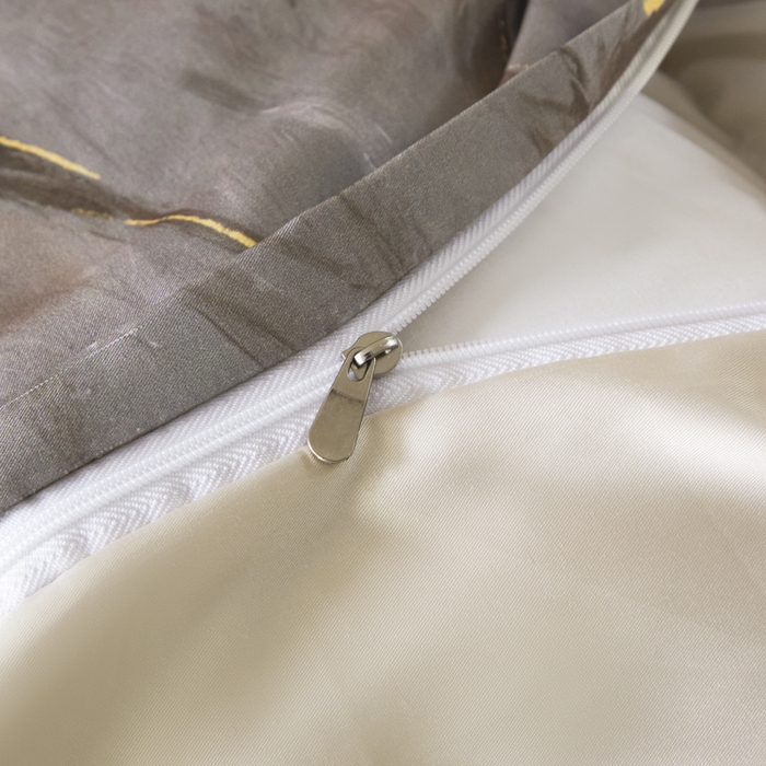 91家纺网 家纺一手货源 找家纺 麦田家纺 2025新款A类冰丝天丝玉锦缎印花四件套 索莱娅咖