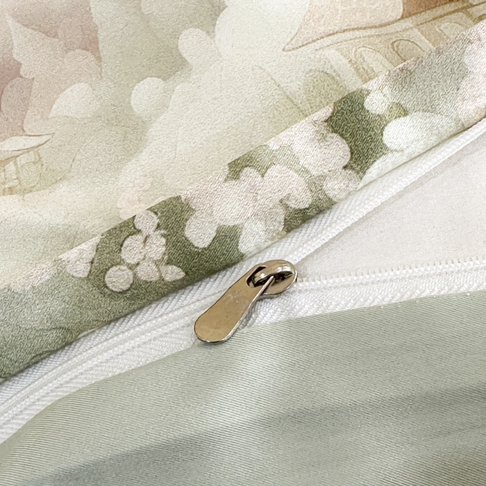 91家纺网 家纺一手货源 找家纺 麦田家纺 2025新款A类冰丝天丝玉锦缎印花四件套 丽梦园-绿