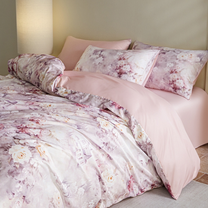 91家纺网 家纺一手货源 找家纺 麦田家纺 2025新款A类冰丝天丝玉锦缎印花四件套 梦丽雅仙豆沙