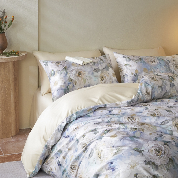 91家纺网 家纺一手货源 找家纺 麦田家纺 2025新款A类冰丝天丝玉锦缎印花四件套 莫奈玫瑰咖