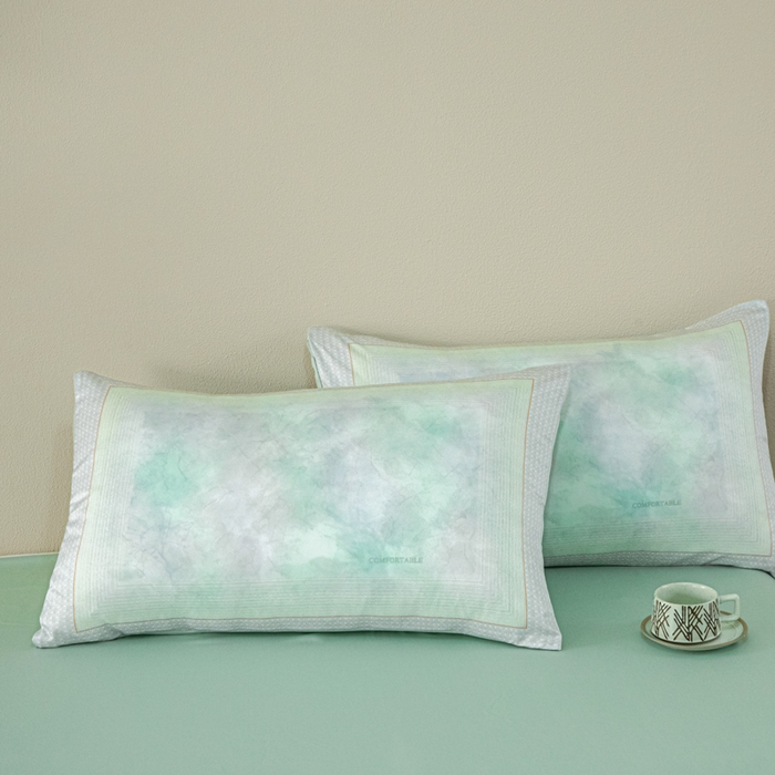 91家纺网 家纺一手货源 找家纺 麦田家纺 2025新款A类冰丝天丝玉锦缎印花四件套 华尔兹-烟青