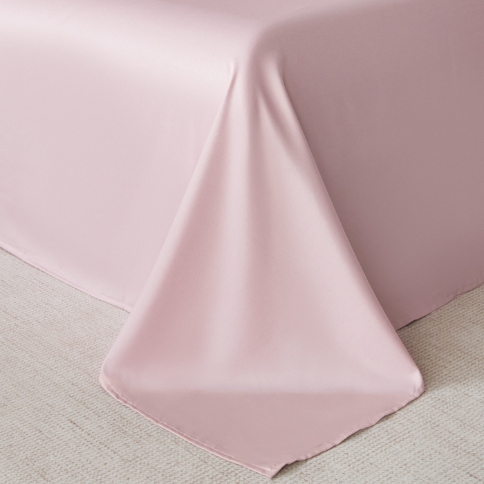 91家纺网 家纺一手货源 找家纺 麦田家纺 2025新款A类冰丝天丝玉锦缎印花四件套 印象花园粉紫