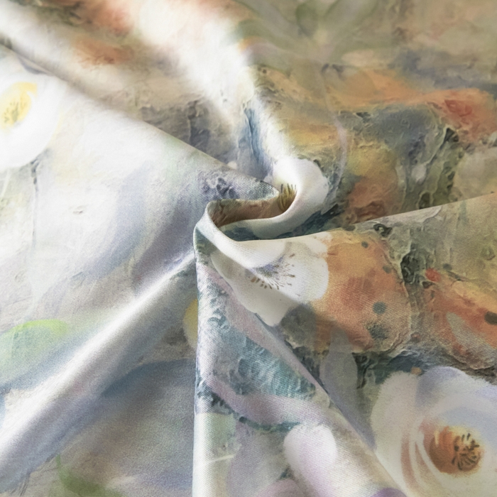 91家纺网 家纺一手货源 找家纺 麦田家纺 2025新款A类冰丝天丝玉锦缎印花四件套 印象花园黄