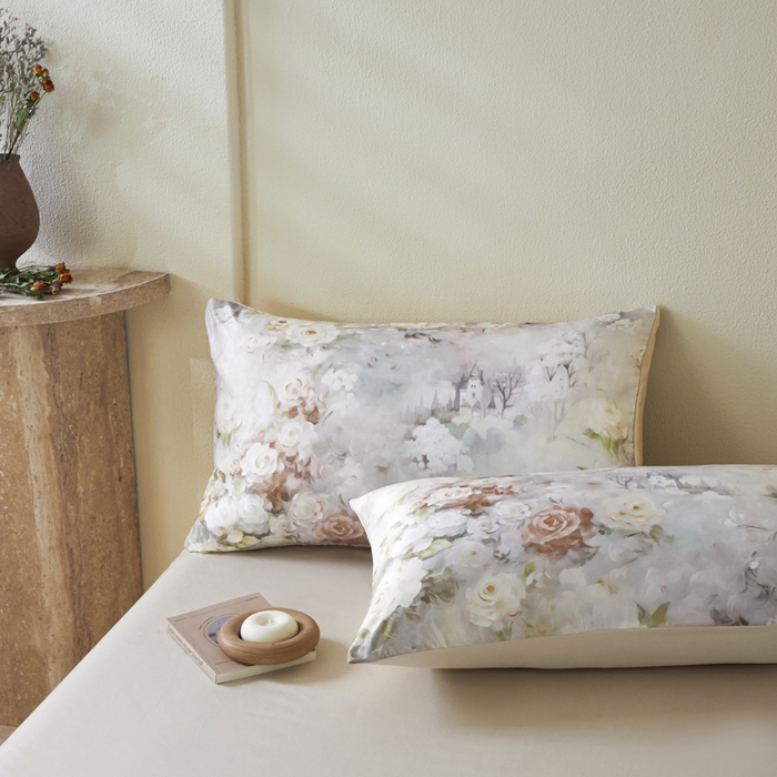 91家纺网 家纺一手货源 找家纺 麦田家纺 2025新款A类冰丝天丝玉锦缎印花四件套 梦里雅咖