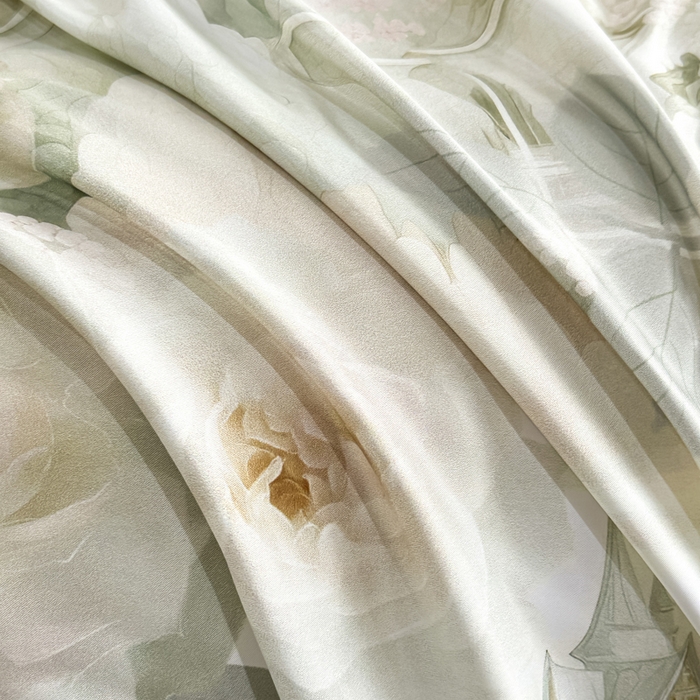 91家纺网 家纺一手货源 找家纺 麦田家纺 2025新款A类冰丝天丝玉锦缎印花四件套 丽梦园-绿