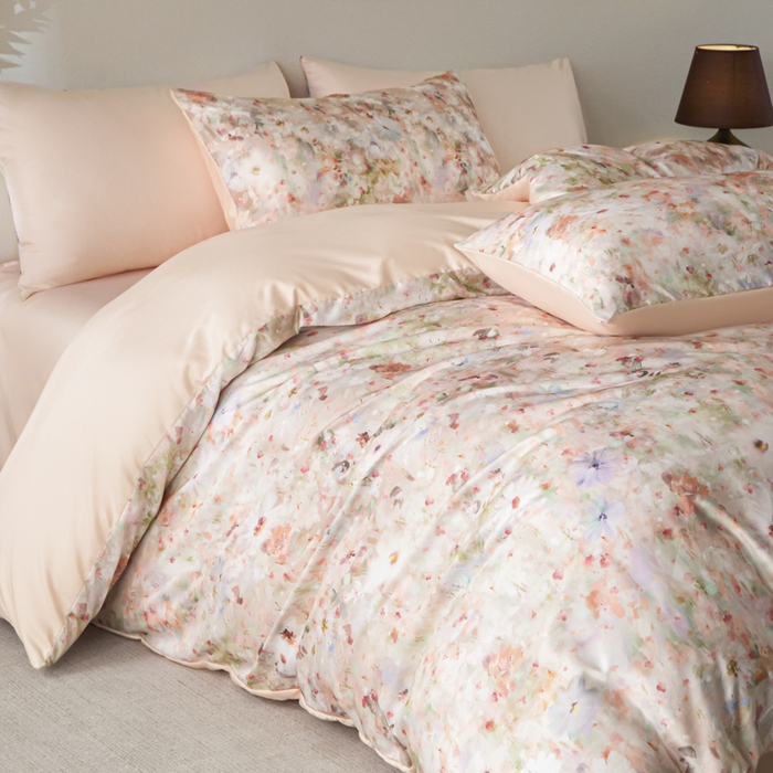 91家纺网 家纺一手货源 找家纺 麦田家纺 2025新款A类冰丝天丝玉锦缎印花四件套 千与千寻-玉