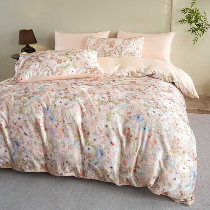 91家纺网 家纺一手货源 找家纺 麦田家纺 2025新款A类冰丝天丝玉锦缎印花四件套 千与千寻-玉