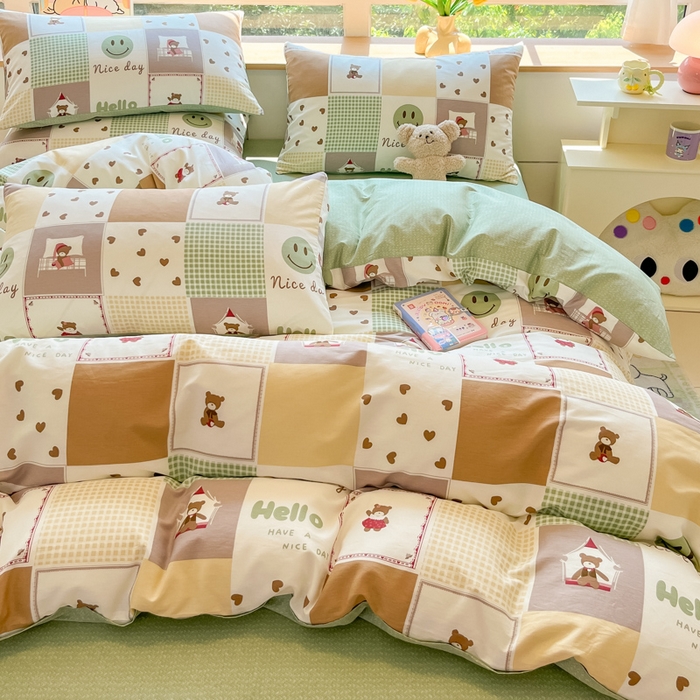 91家纺网 家纺一手货源 找家纺 麦田家纺 2025新款花卉全棉印花四件套系列 甜密假日