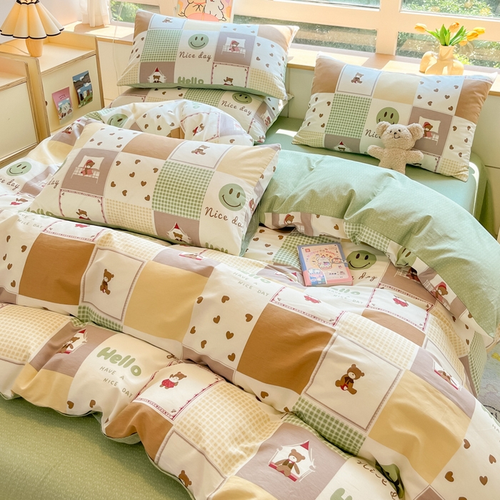 91家纺网 家纺一手货源 找家纺 麦田家纺 2025新款花卉全棉印花四件套系列 甜密假日