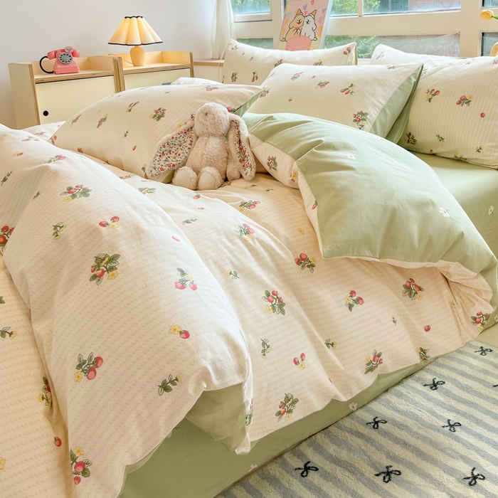 91家纺网 家纺一手货源 找家纺 麦田家纺 2025新款花卉全棉印花四件套系列 小岛来信