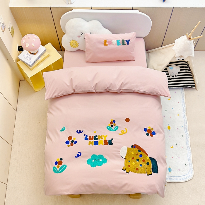 91家纺网 家纺一手货源 找家纺 （总）梵赫2025新款全棉A类5050磨毛卡通毛巾绣婴童套件幼儿园三件套